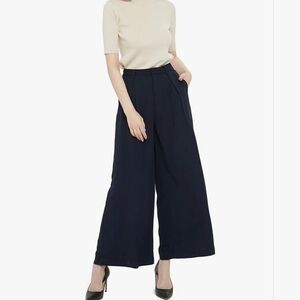 Women's Navy Wide-Leg Trousers Pants Size Small